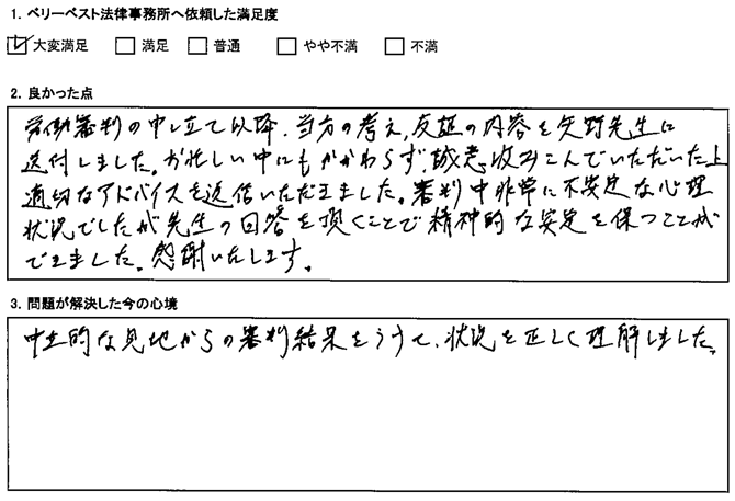 お忙しい中にもかかわらず、誠意汲みこんでいただいた上、適切なアドバイスを返信いただきました。